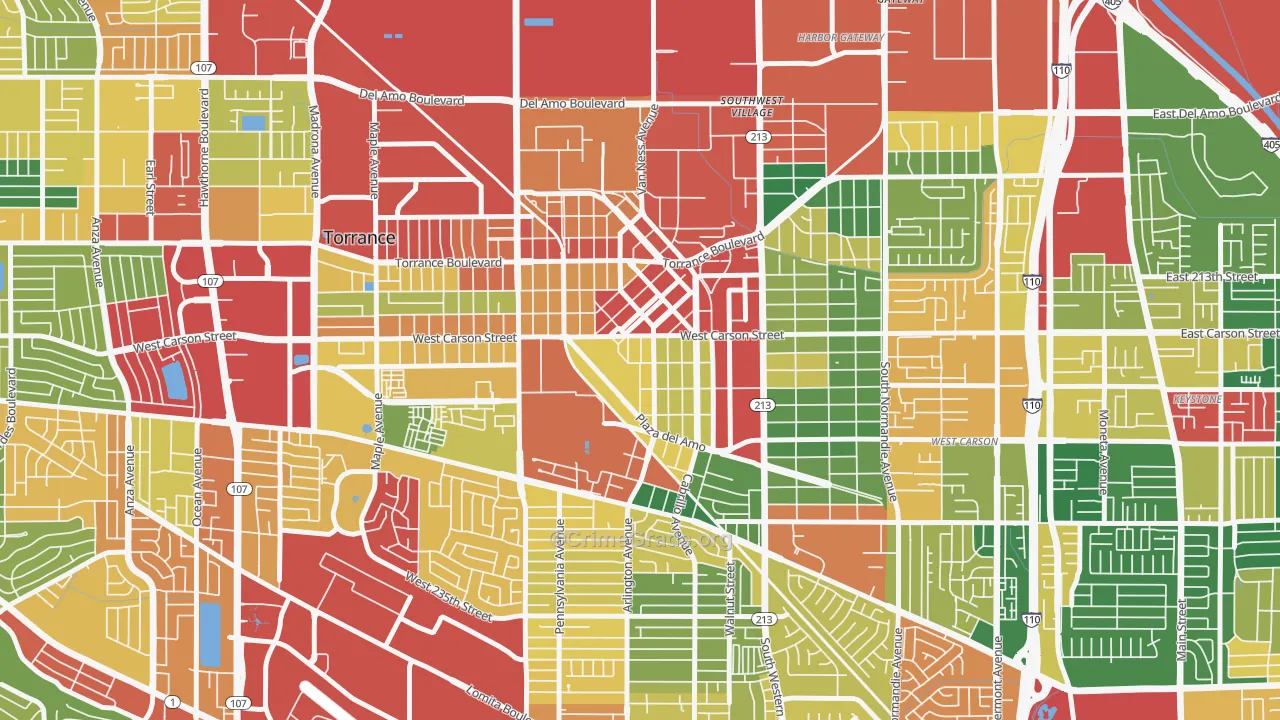 Old Town, Torrance, CA Map of Theft Rates