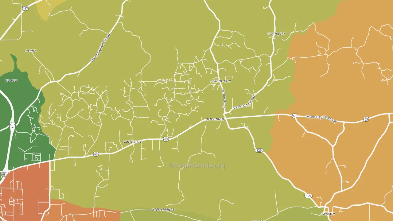 Old Union, AR Map of Theft Rates