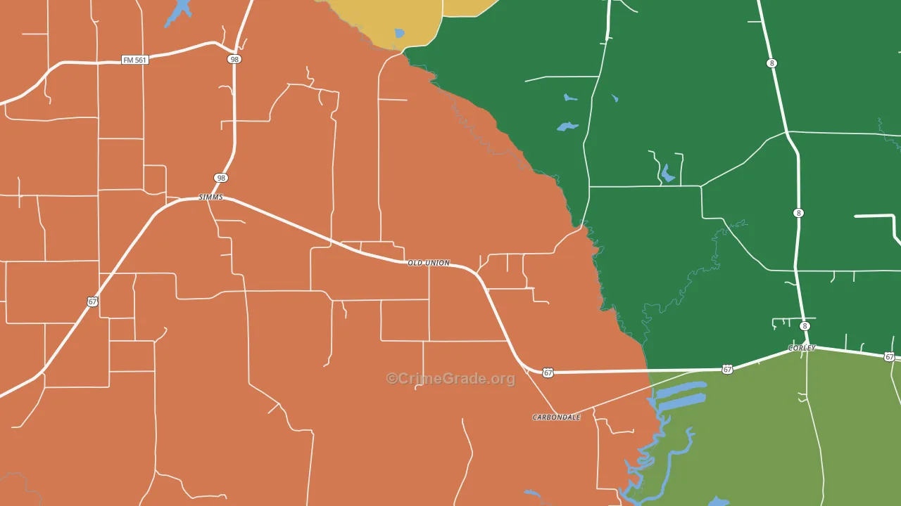 Old Union, TX Map of Theft Rates