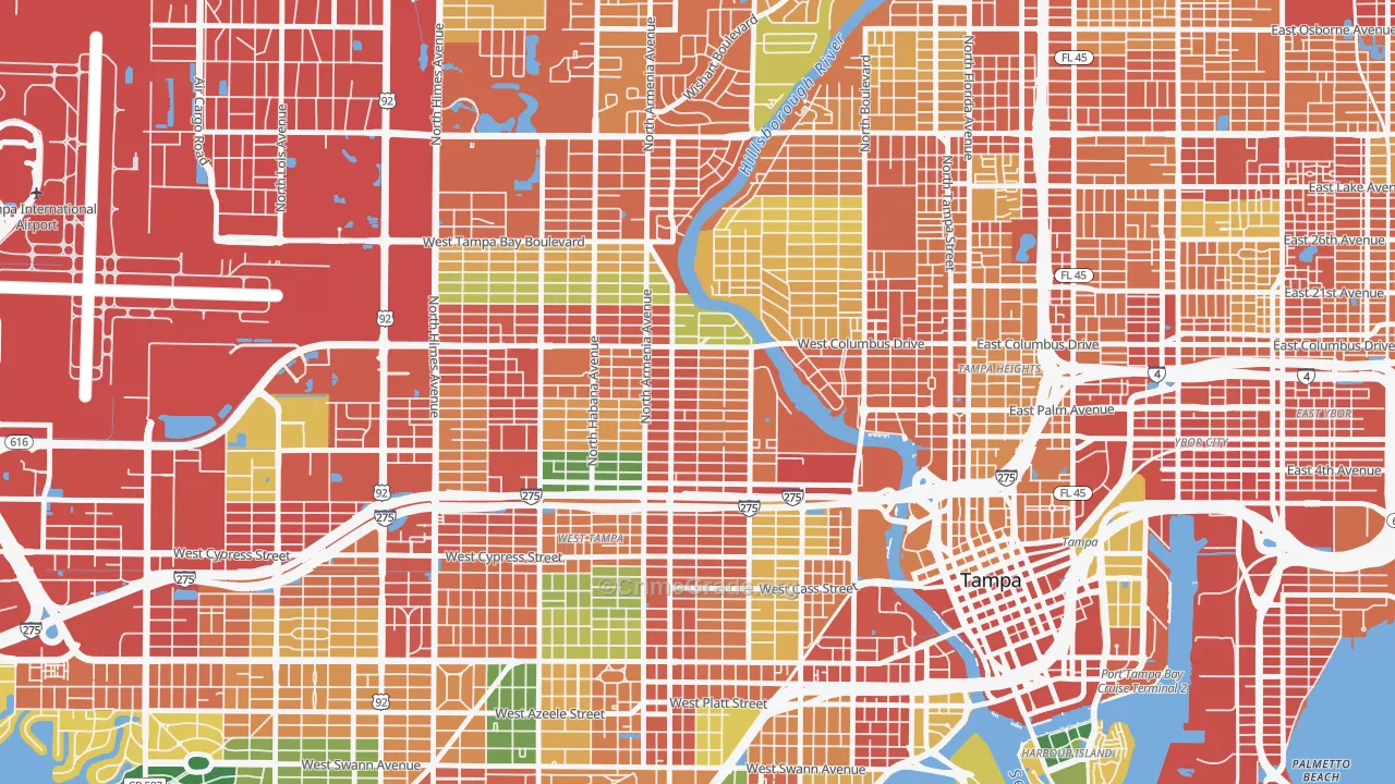 Old West Tampa, Tampa, FL Map of Theft Rates