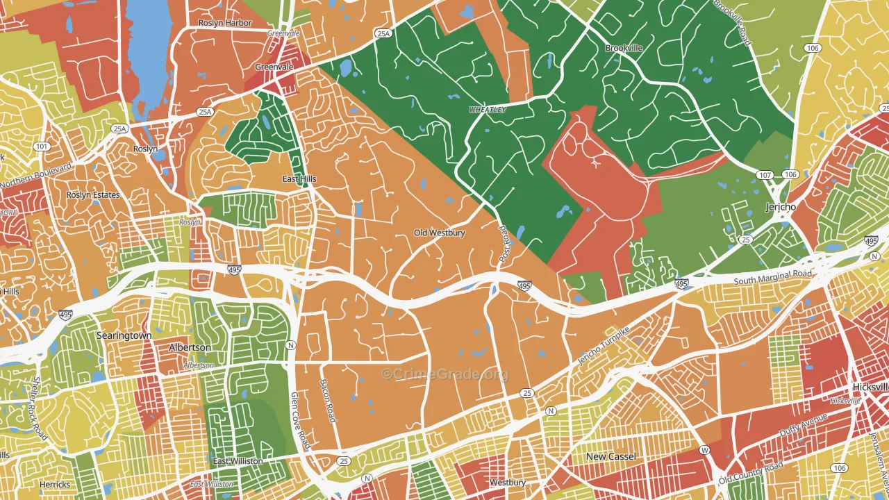 Old Westbury, NY Map of Theft Rates