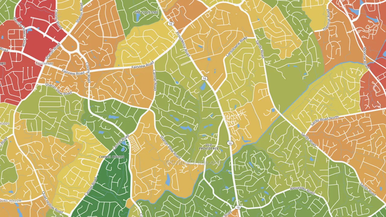 Olde Providence North, Charlotte, NC Map of Theft Rates
