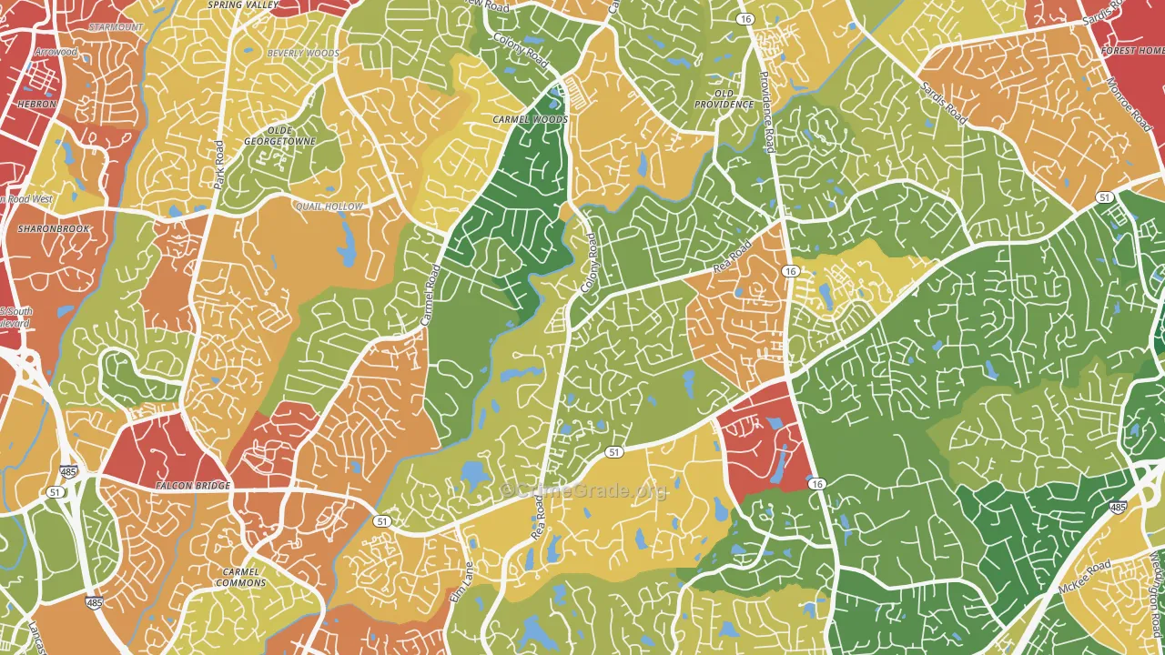 Olde Providence South, Charlotte, NC Map of Theft Rates