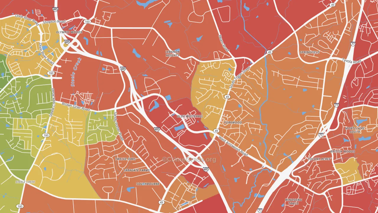 Olde Whitehall, Charlotte, NC Map of Theft Rates