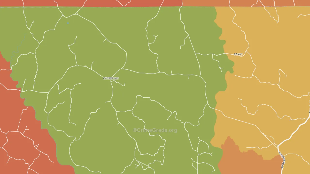 Oldenburg, MS Map of Theft Rates