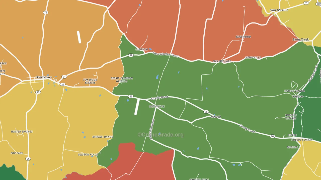 Oldfield, MD Map of Theft Rates