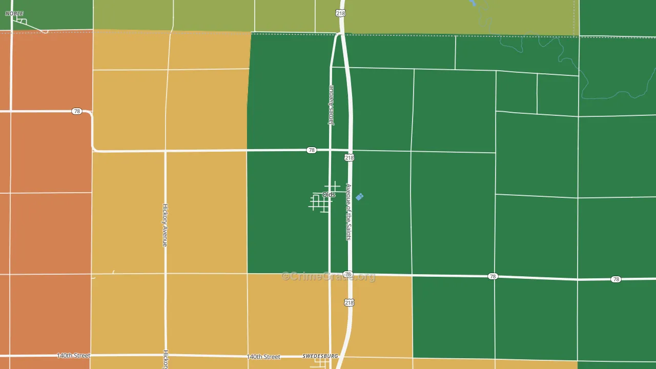 Olds, IA Map of Theft Rates