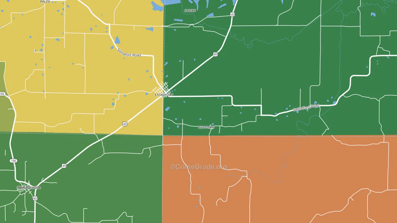 Oldtown, IL Map of Theft Rates