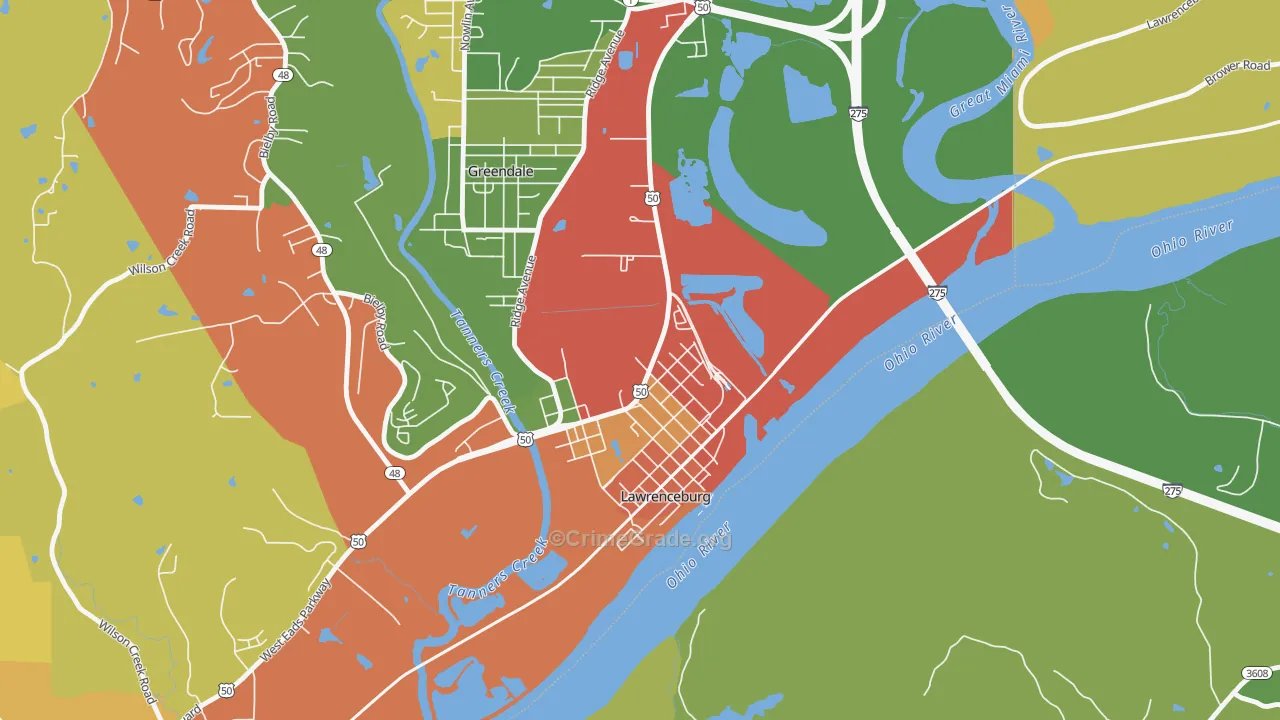 Oldtown, IN Map of Theft Rates