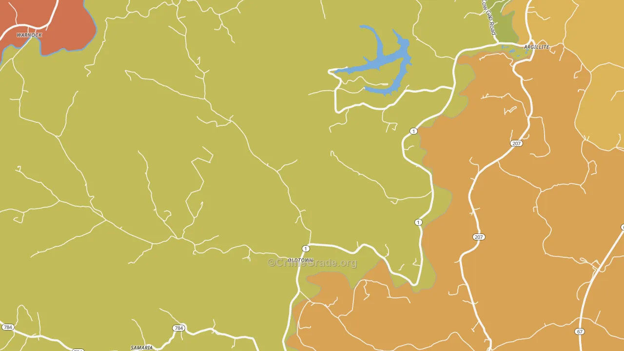 Oldtown, KY Map of Theft Rates