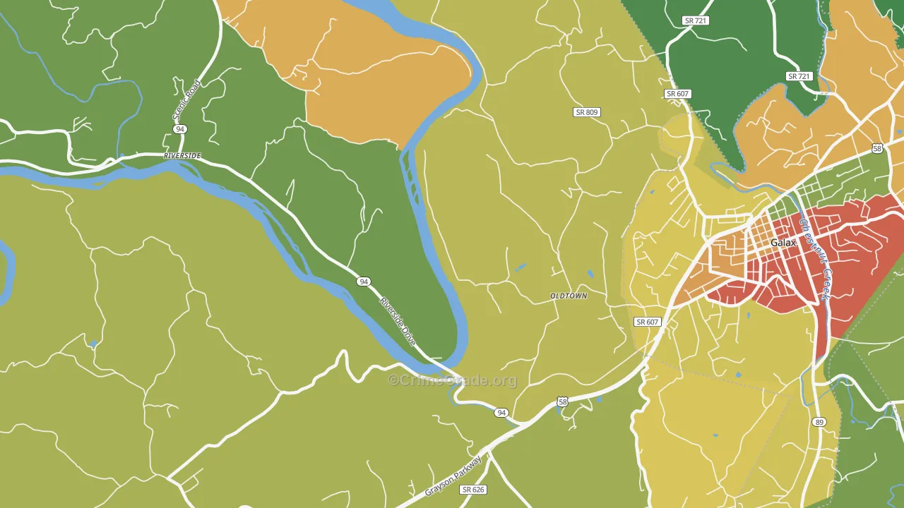 Oldtown, VA Map of Theft Rates