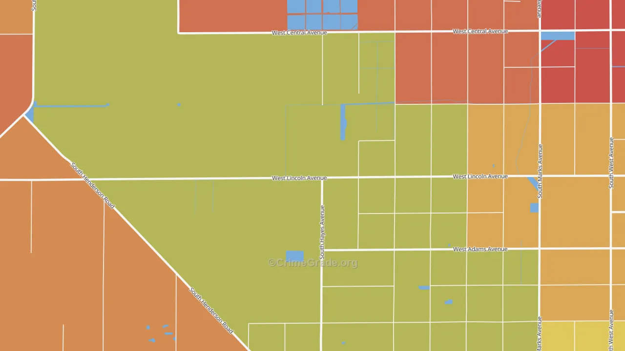Oleander, CA Map of Theft Rates