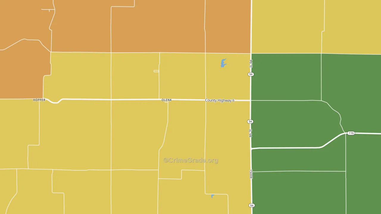Olena, IL Map of Theft Rates