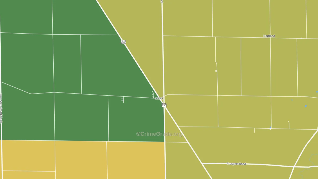 Olena, OH Map of Theft Rates