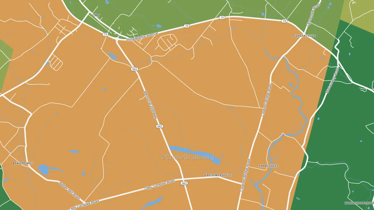 Oley Furnace, PA Map of Theft Rates