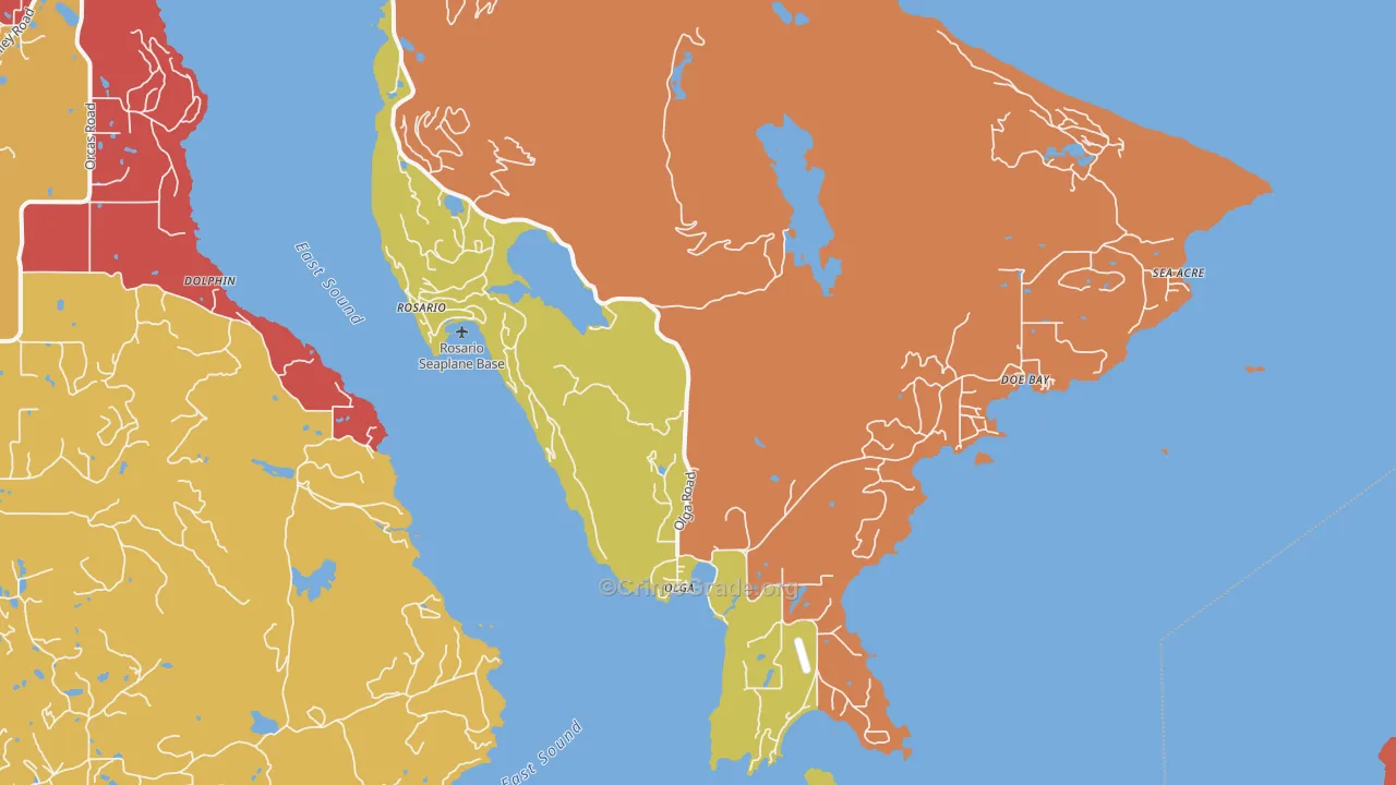 Olga, WA Map of Theft Rates