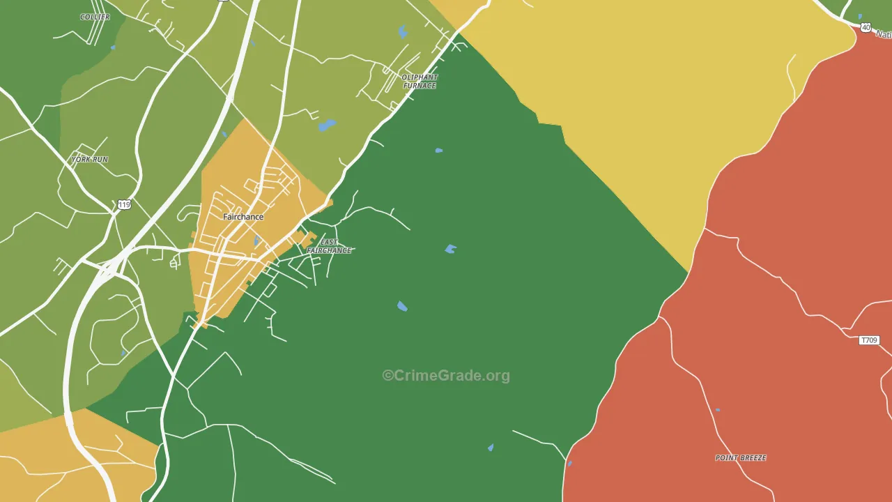 Oliphant Furnace, PA Map of Theft Rates