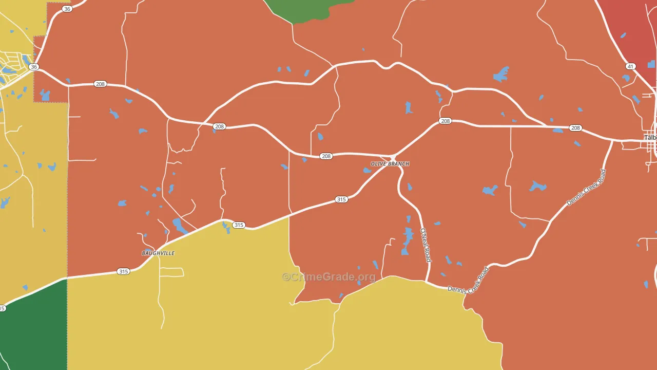 Olive Branch, GA Map of Theft Rates