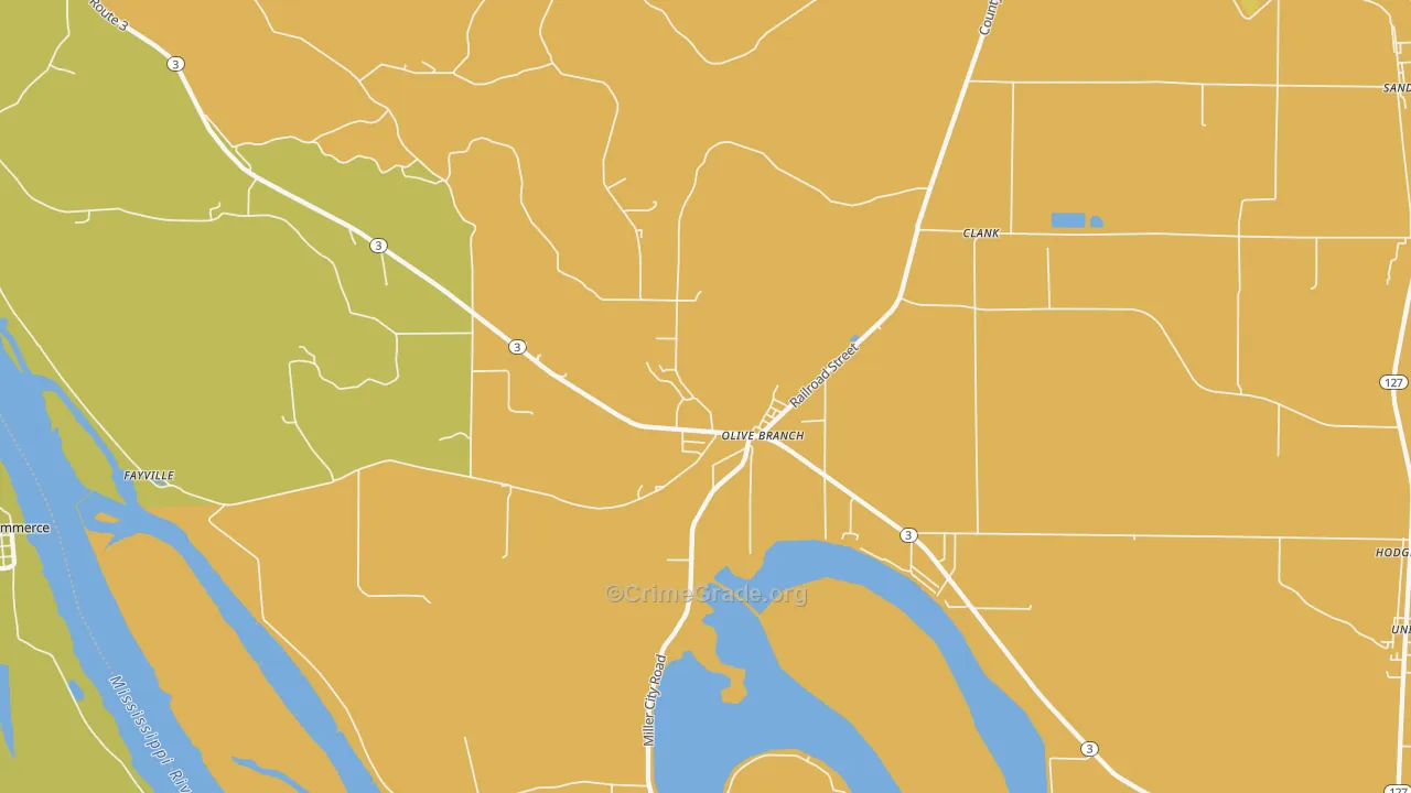 Olive Branch, IL Map of Theft Rates