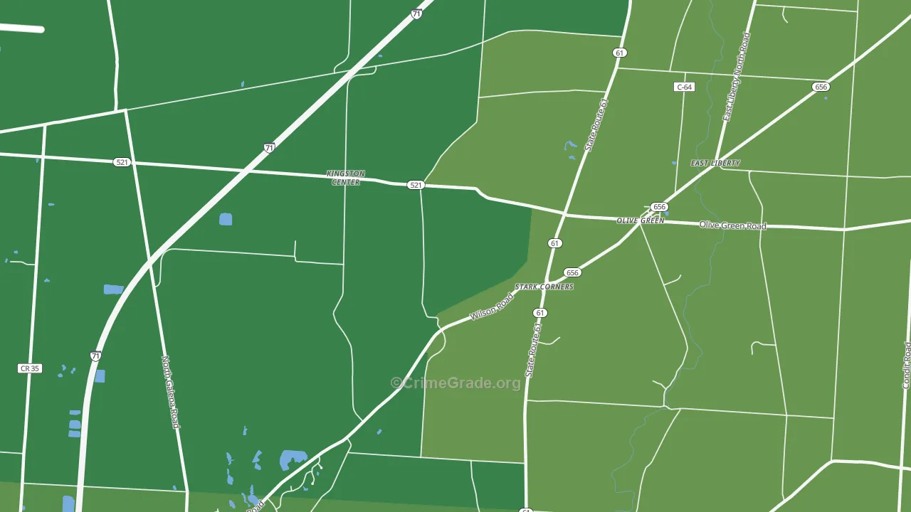 Olive Green, OH Map of Theft Rates