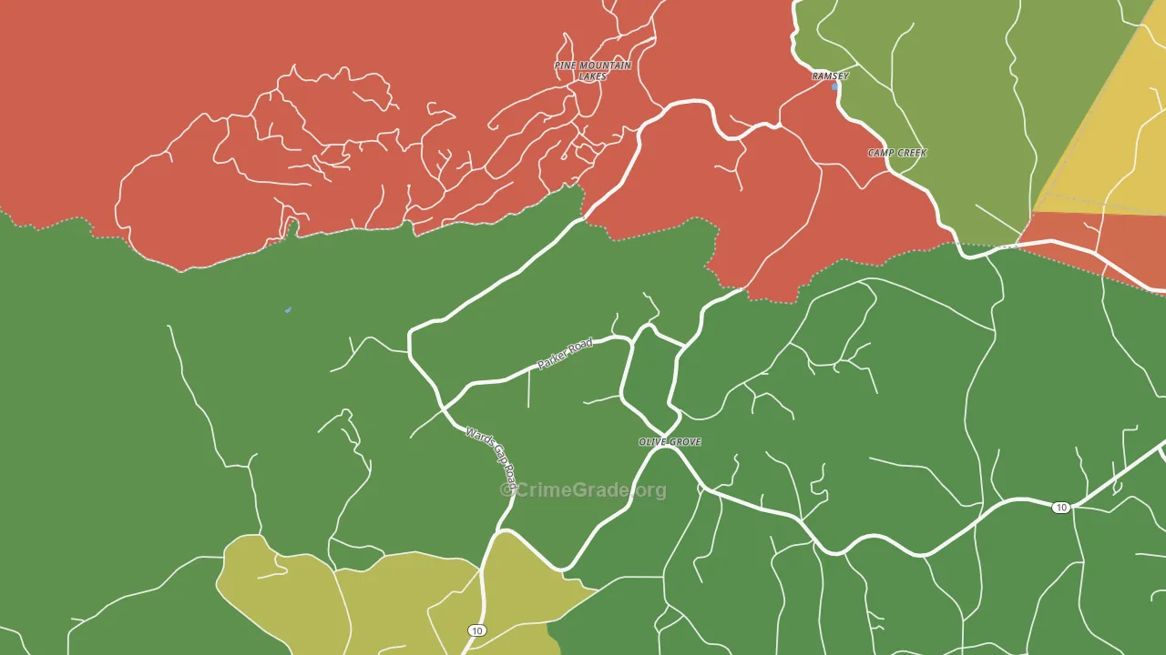 Olive Grove, NC Map of Theft Rates