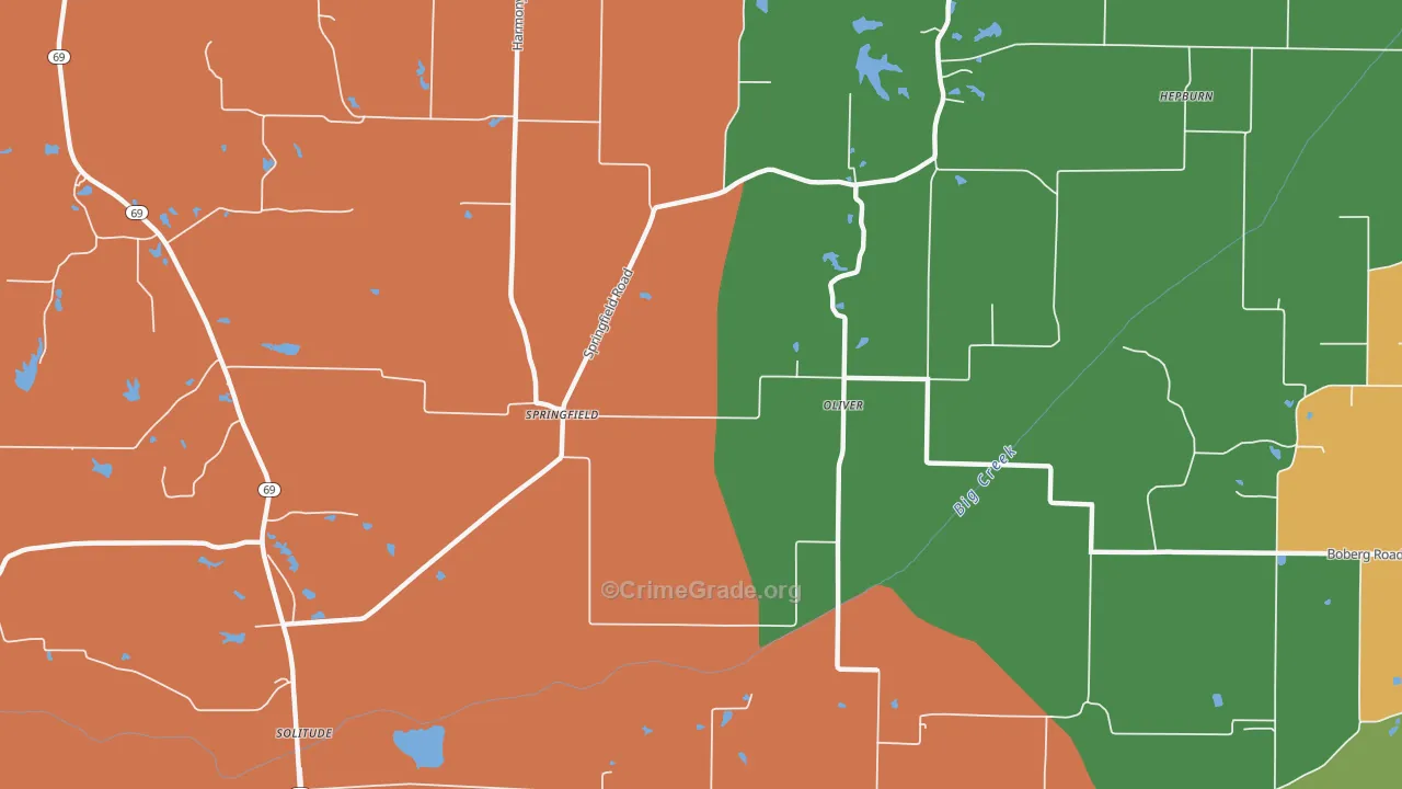Oliver, IN Map of Theft Rates