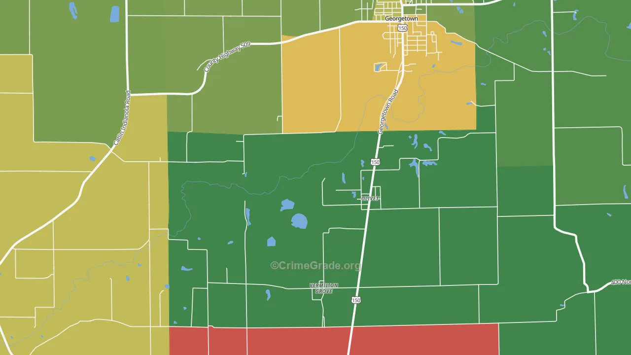 Olivet, IL Map of Theft Rates