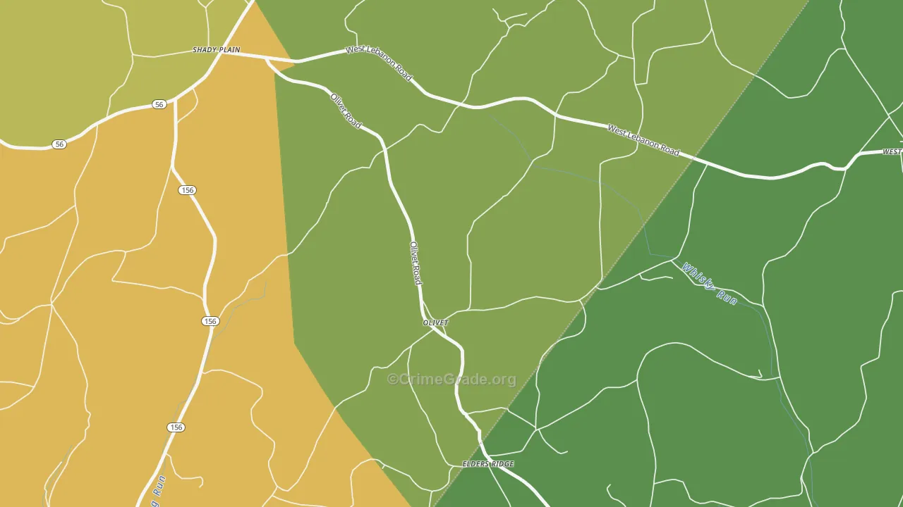 Olivet, PA Map of Theft Rates