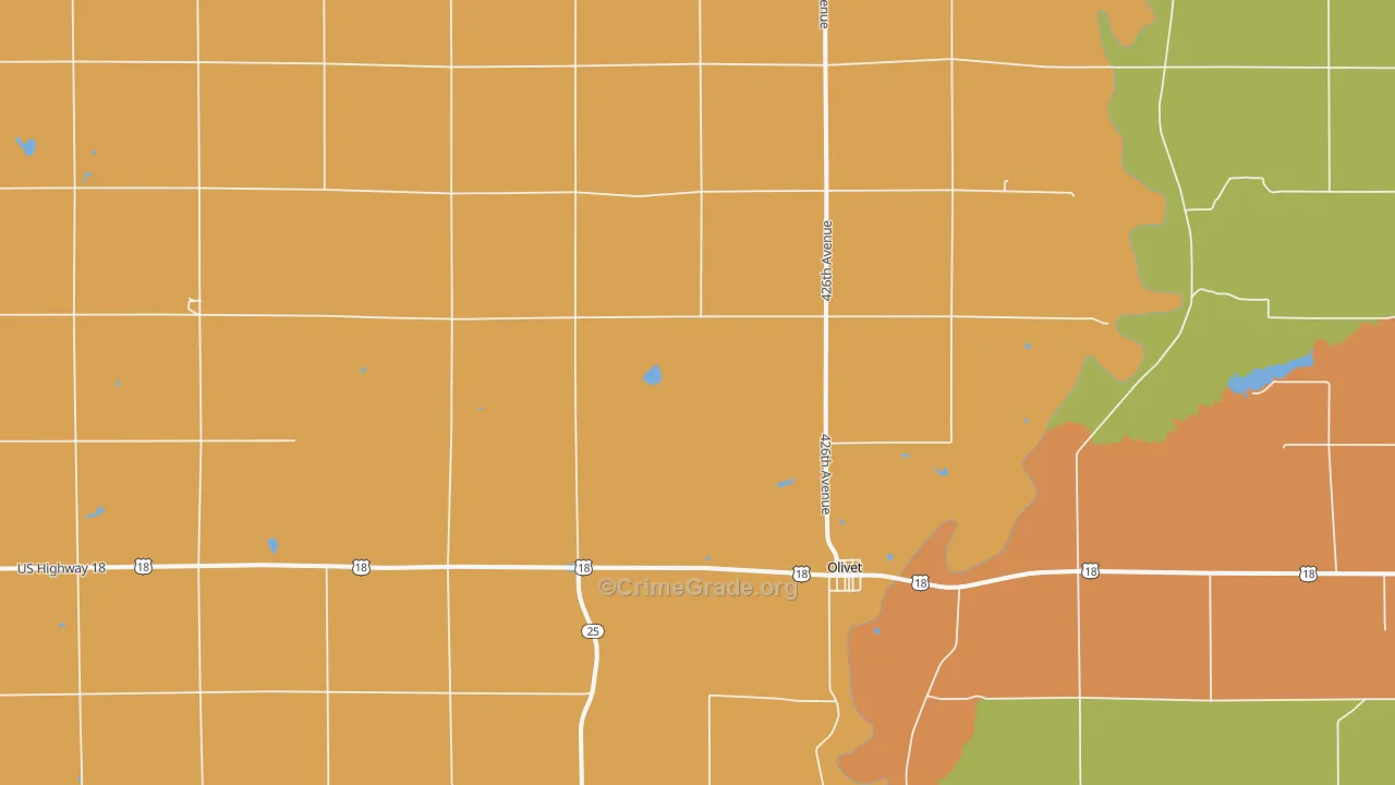 Olivet, SD Map of Theft Rates