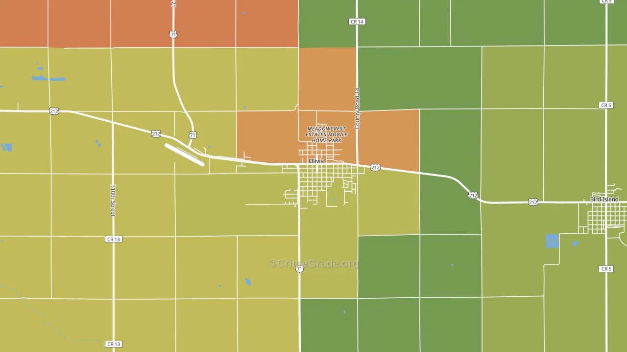 Olivia, MN Map of Theft Rates