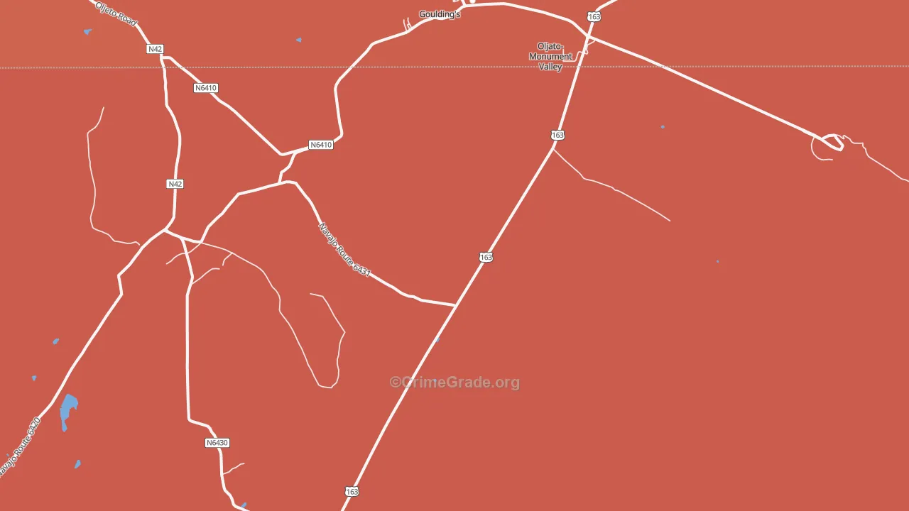 Oljato-Monument Valley, AZ Map of Theft Rates