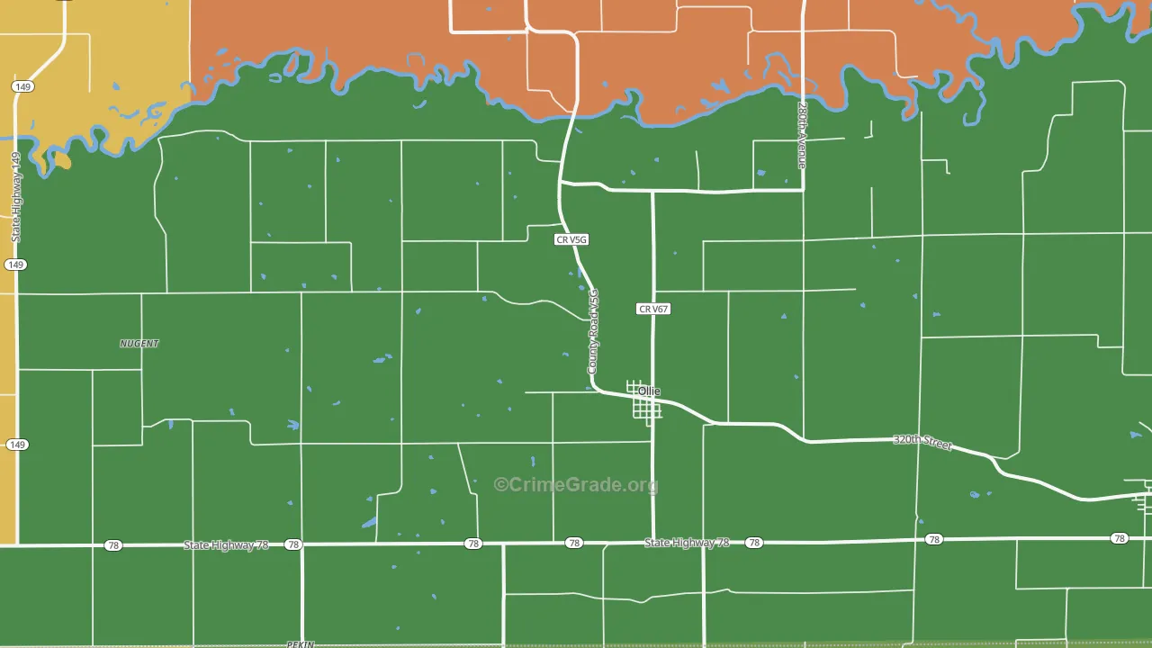 Ollie, IA Map of Theft Rates
