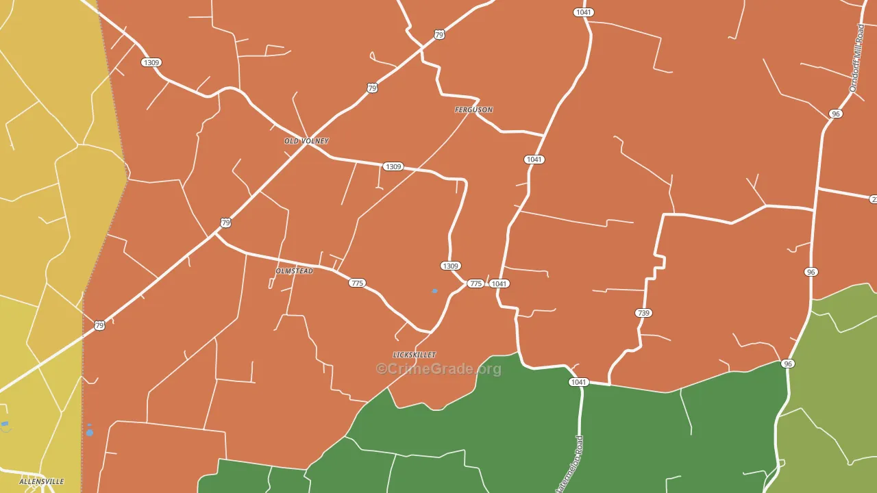 Olmstead, KY Map of Theft Rates