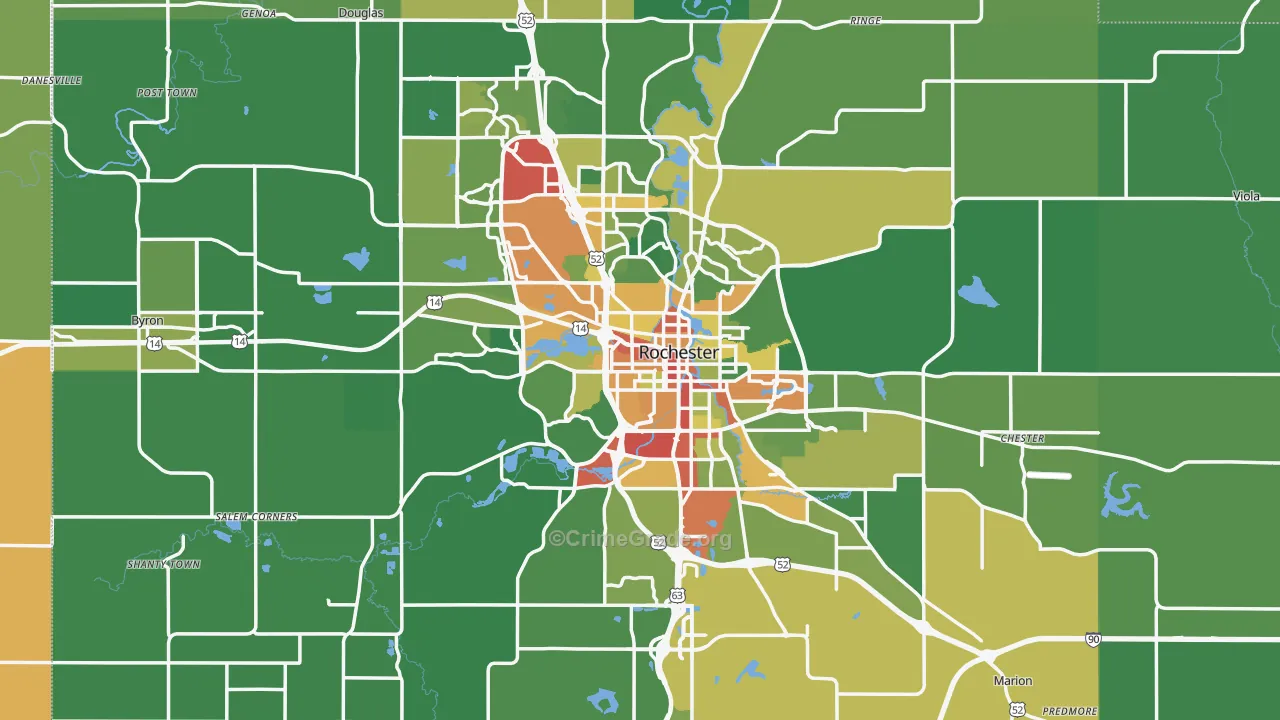 Olmsted County, MN Map of Theft Rates