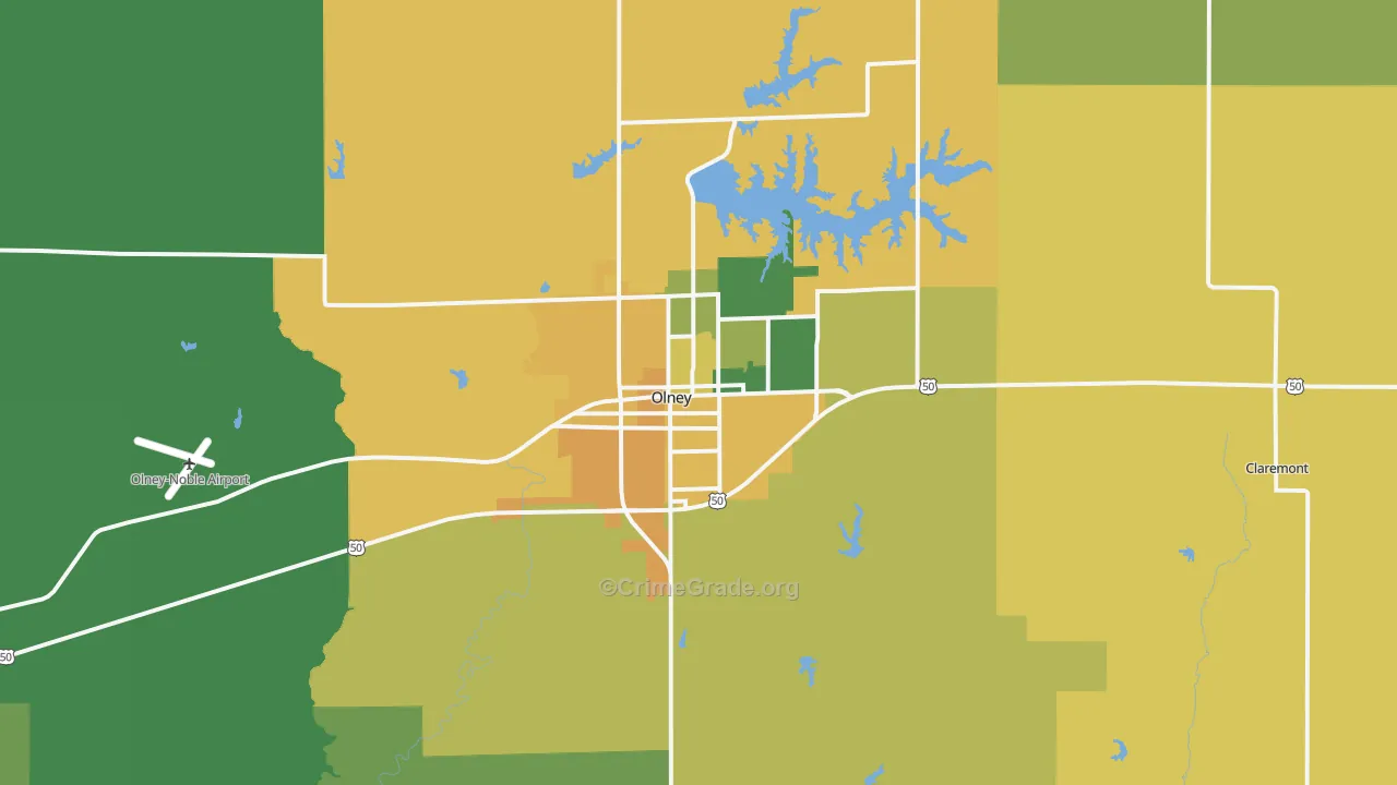 Olney, IL Map of Theft Rates