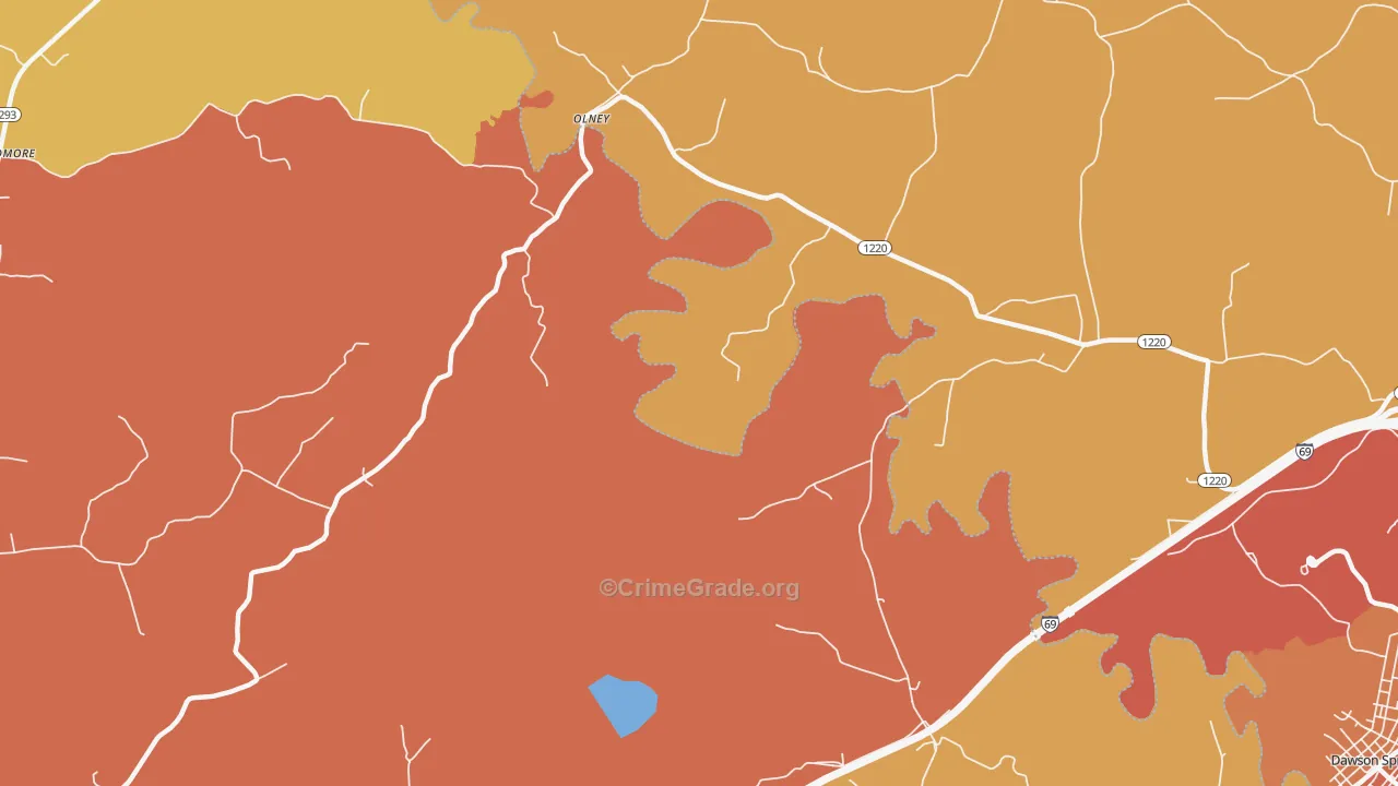Olney, KY Map of Theft Rates