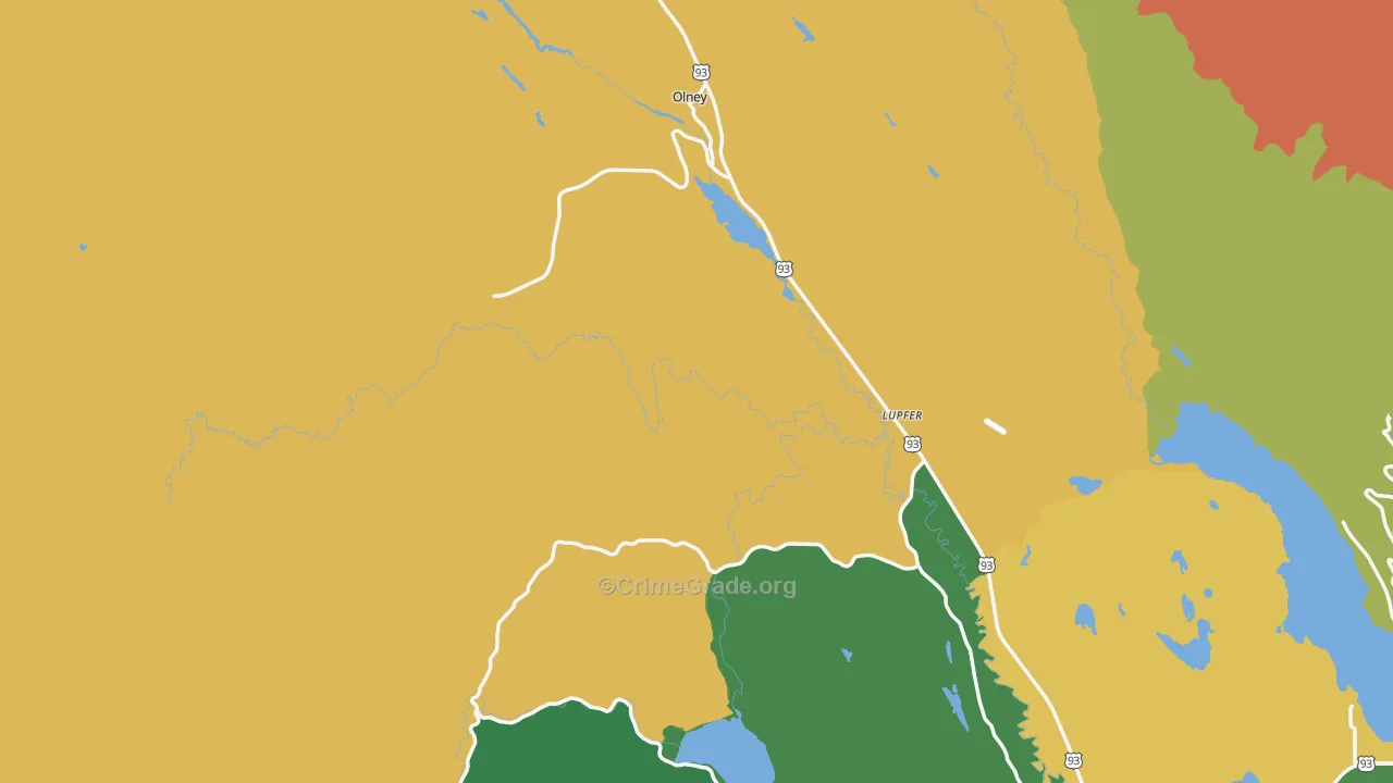 Olney, MT Map of Theft Rates