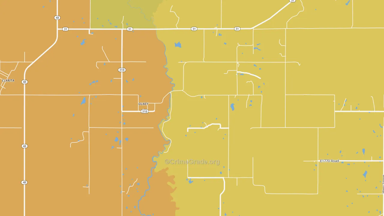 Olney, OK Map of Theft Rates