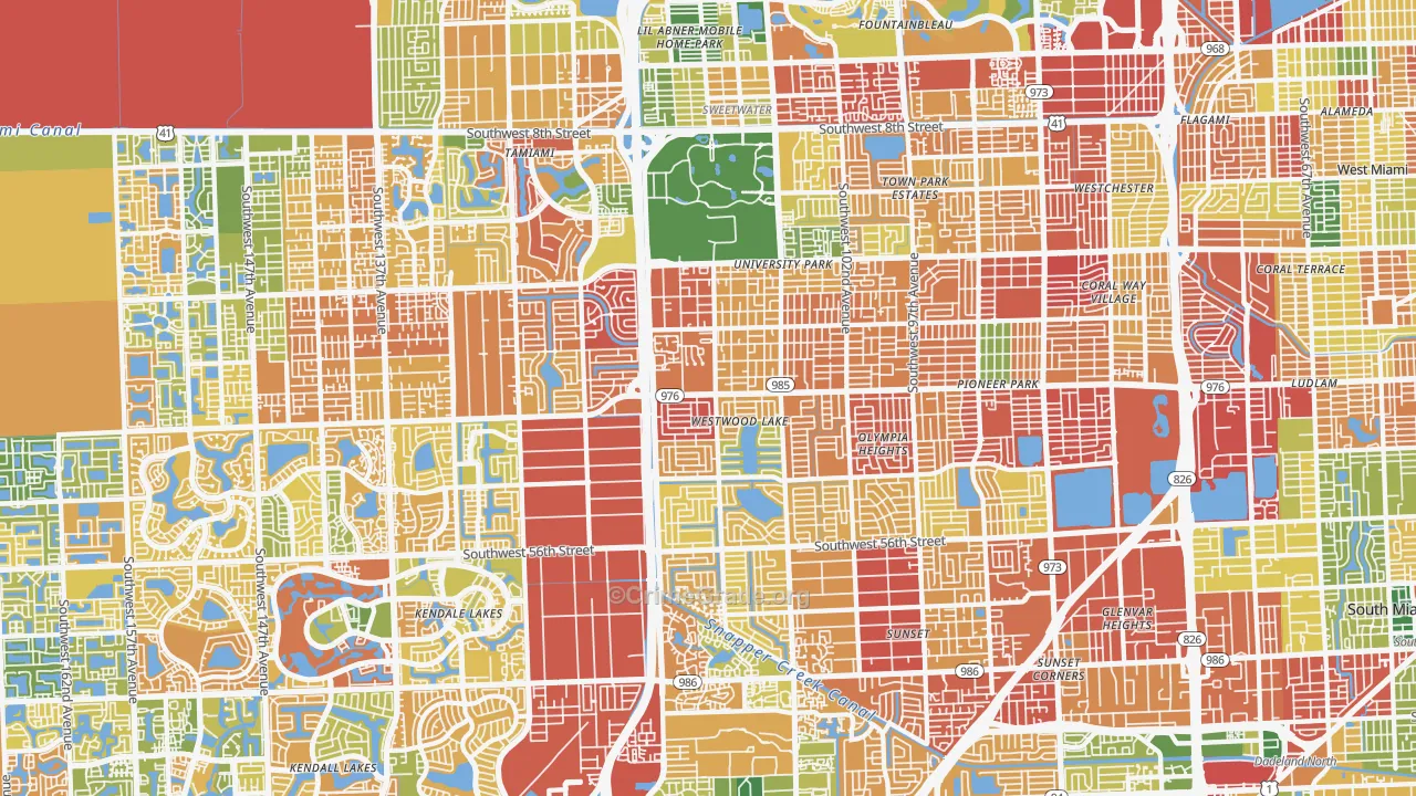 Olympia Heights, Miami, FL Map of Theft Rates