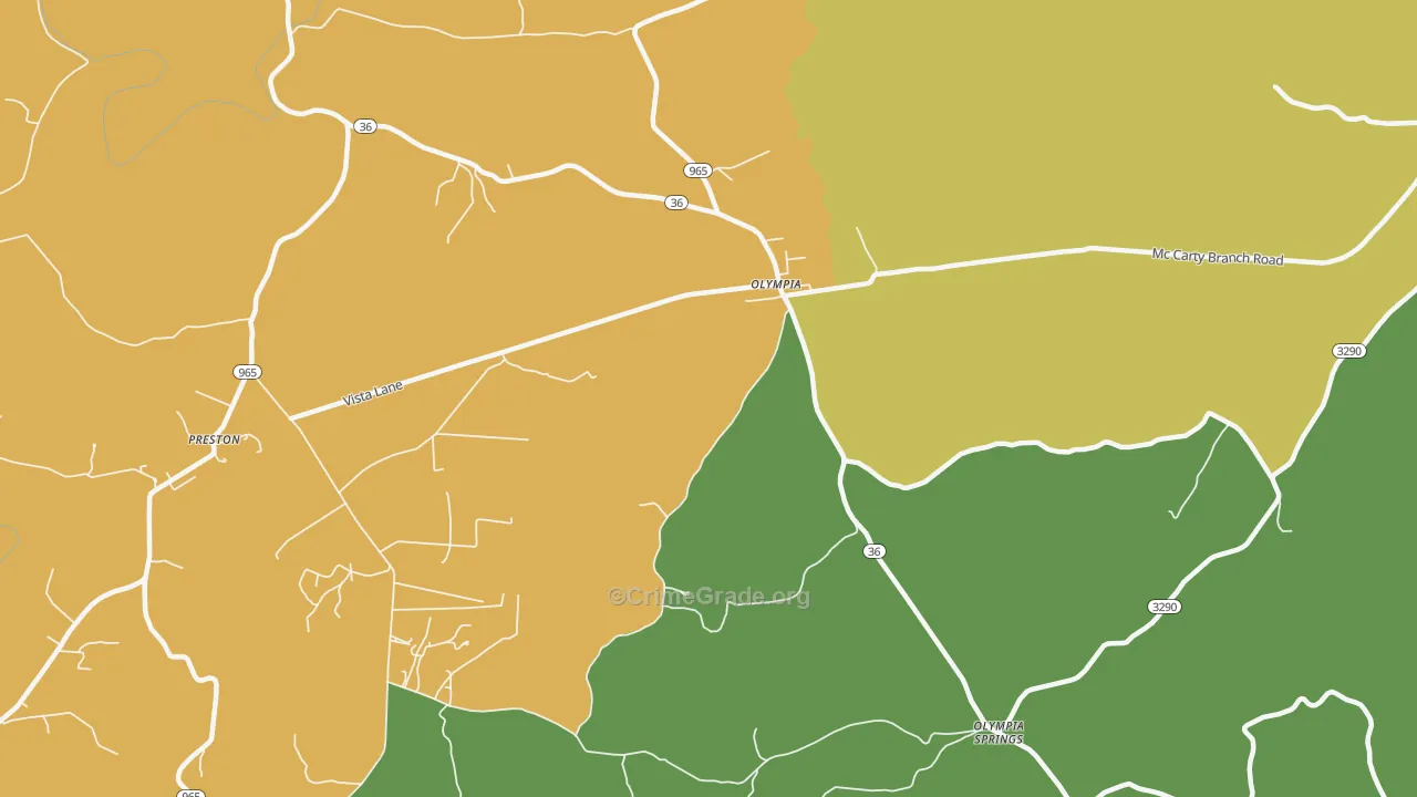Olympia, KY Map of Theft Rates
