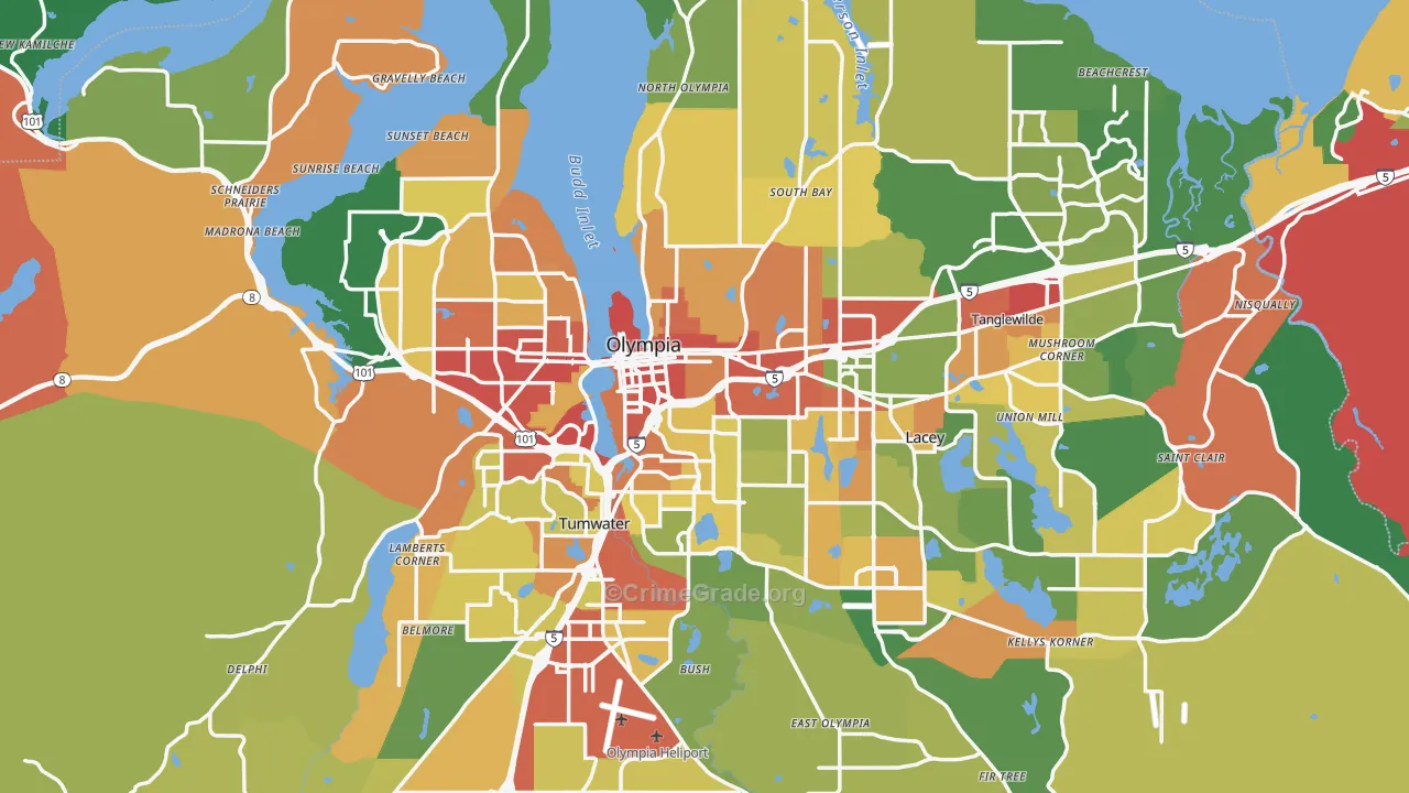 Olympia, WA Map of Theft Rates
