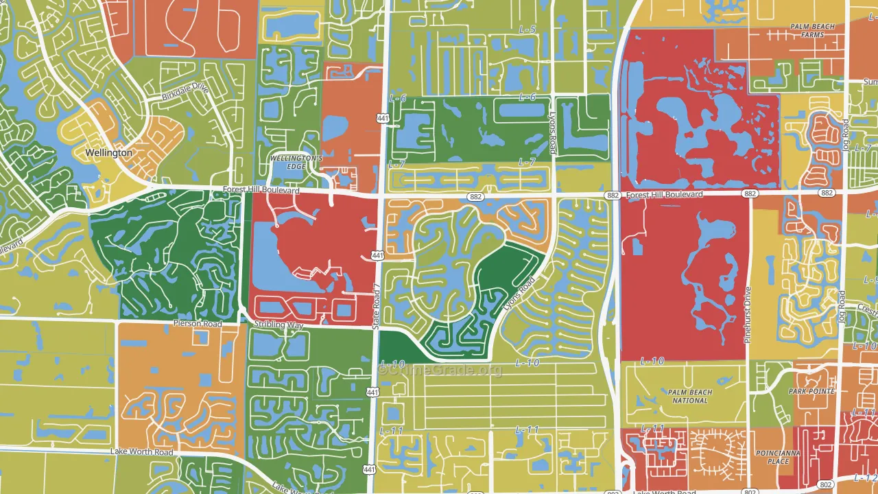 Olympia, Wellington, FL Map of Theft Rates