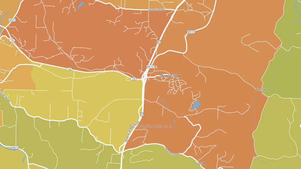 Olympian Village, MO Map of Theft Rates