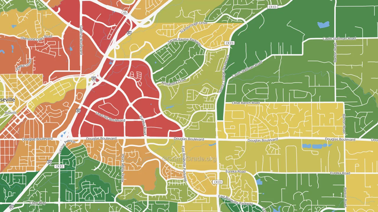 Olympus Pointe, Roseville, CA Map of Theft Rates