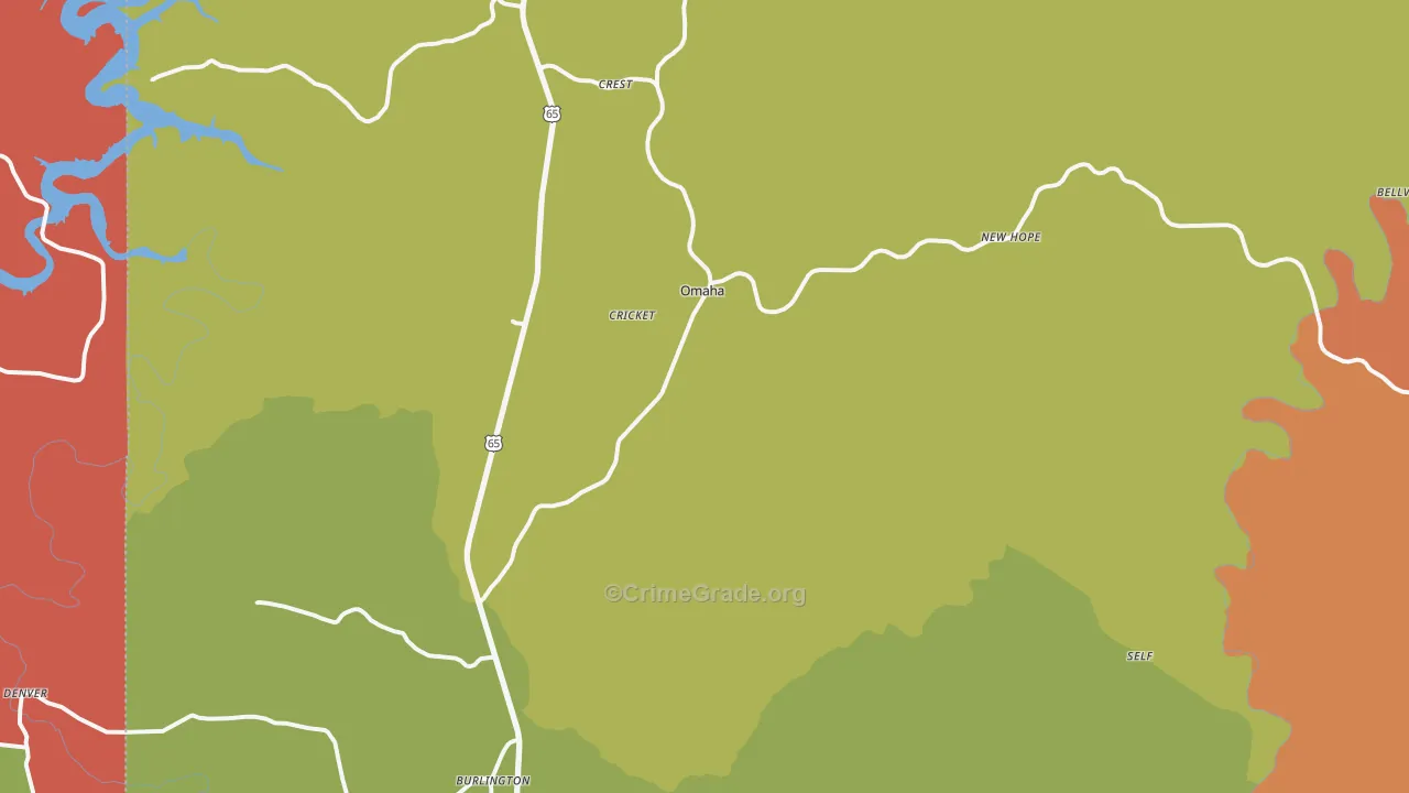 Omaha, AR Map of Theft Rates