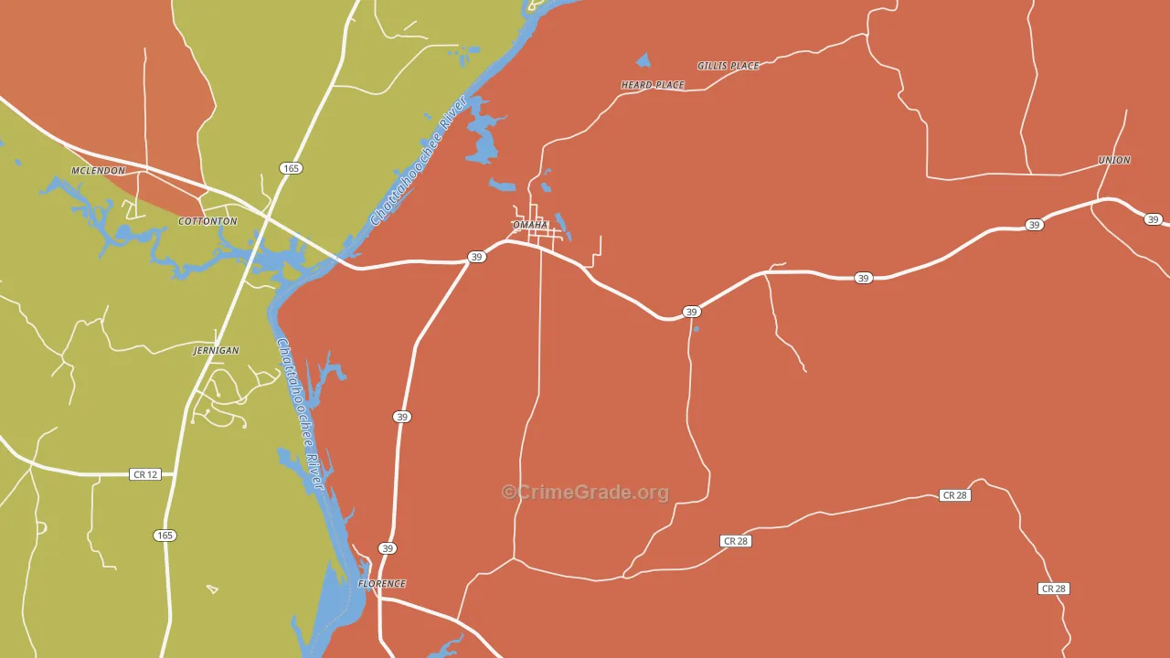 Omaha, GA Map of Theft Rates