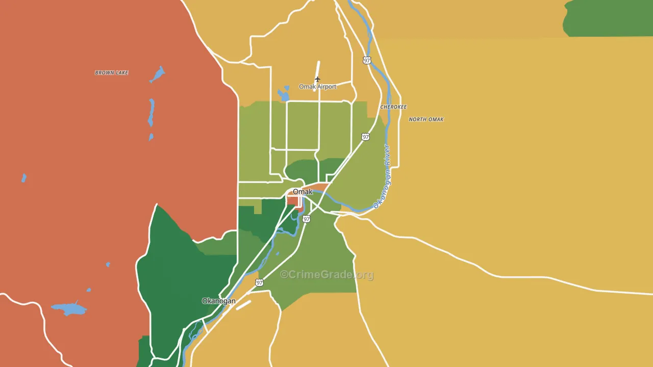 Omak, WA Map of Theft Rates