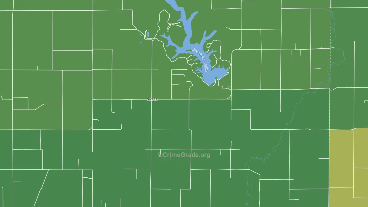 Omega, IL Map of Theft Rates