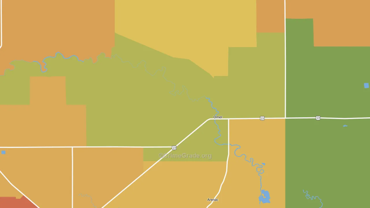 Omer, MI Map of Theft Rates