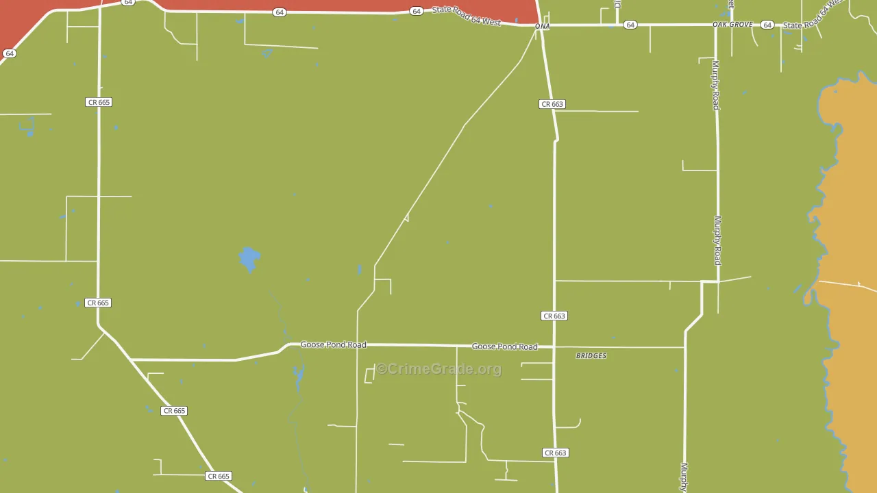 Ona, FL Map of Theft Rates